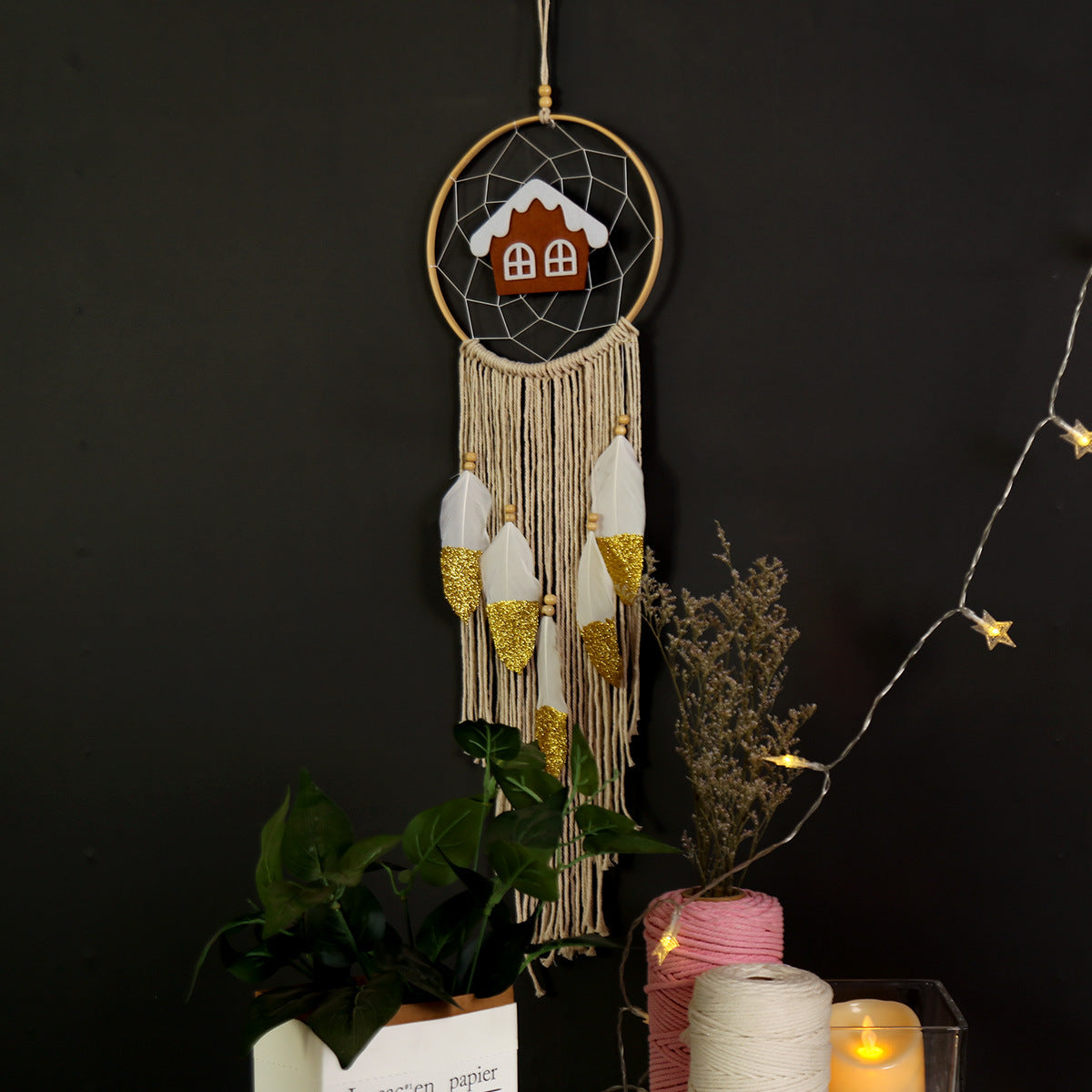 Christmas Woven Dream Catcher Wall Hanging Decor for Home