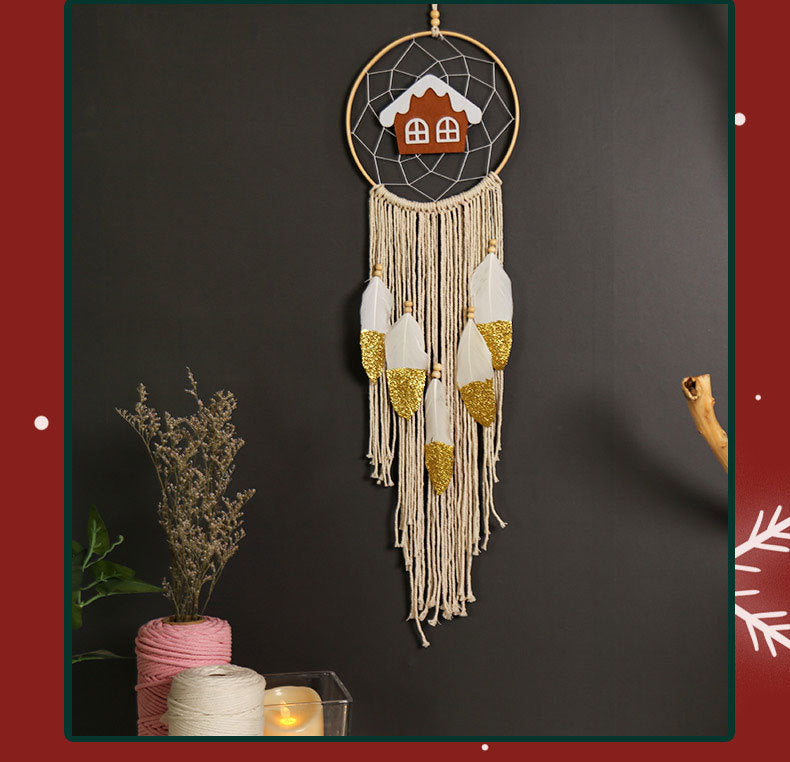 Christmas Woven Dream Catcher Wall Hanging Decor for Home