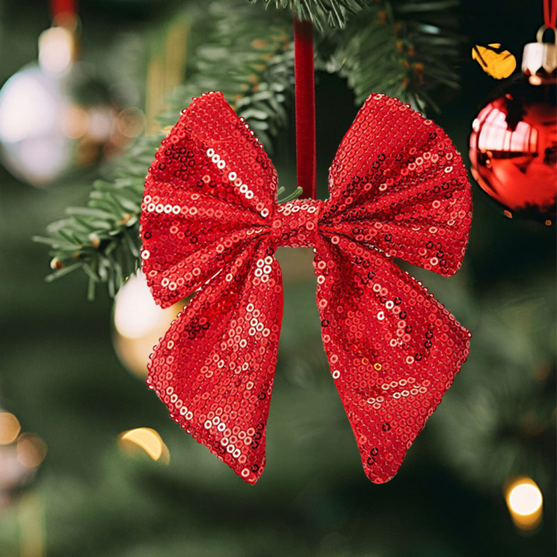 Christmas Sequin Bow Ornament for Sparkling Holiday Trees