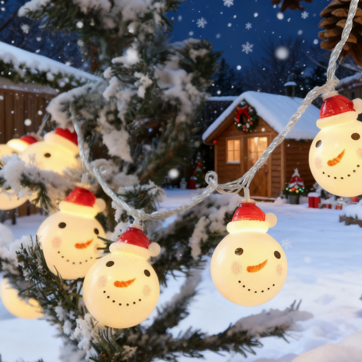 Snowman LED Christmas String Lights for Tree and Mantel