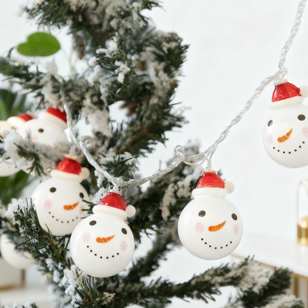 Snowman LED Christmas String Lights for Tree and Mantel