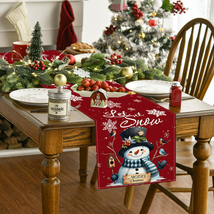 Christmas Table Runner Snowman Holiday Centerpiece