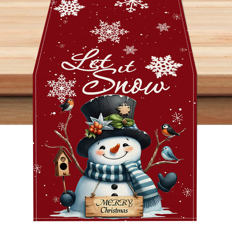 Christmas Table Runner Snowman Holiday Centerpiece