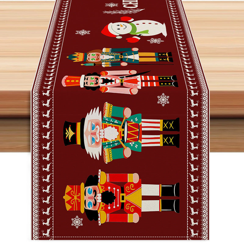 Christmas Table Runner Nutcracker Snowman Holiday Decor
