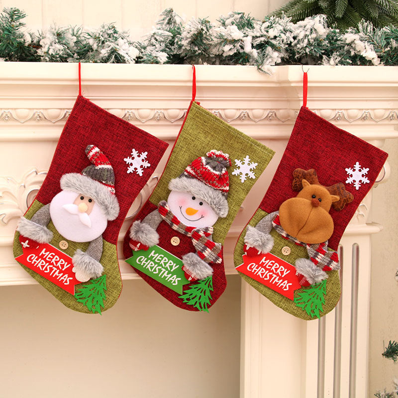 Christmas Stocking Gift Bags, 3-Piece Festive Set