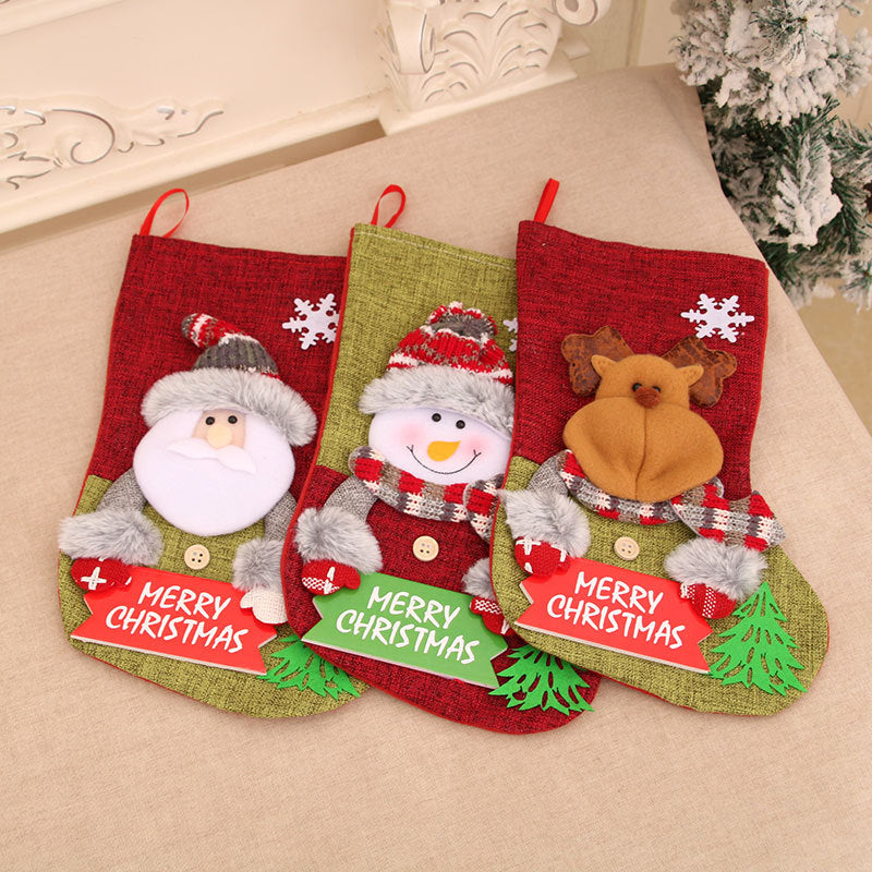 Christmas Stocking Gift Bags, 3-Piece Festive Set