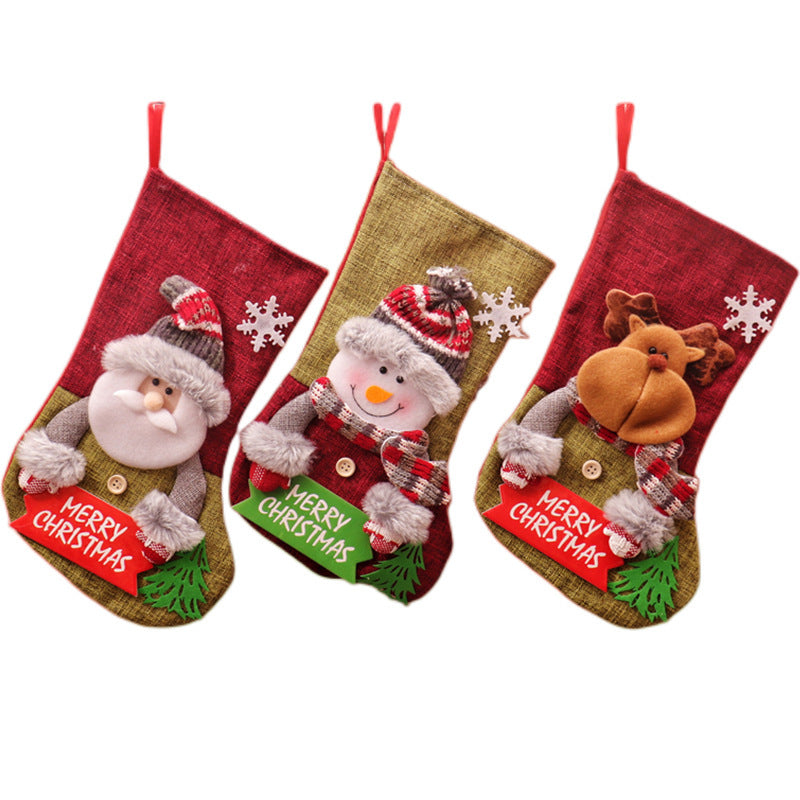 Christmas Stocking Gift Bags, 3-Piece Festive Set