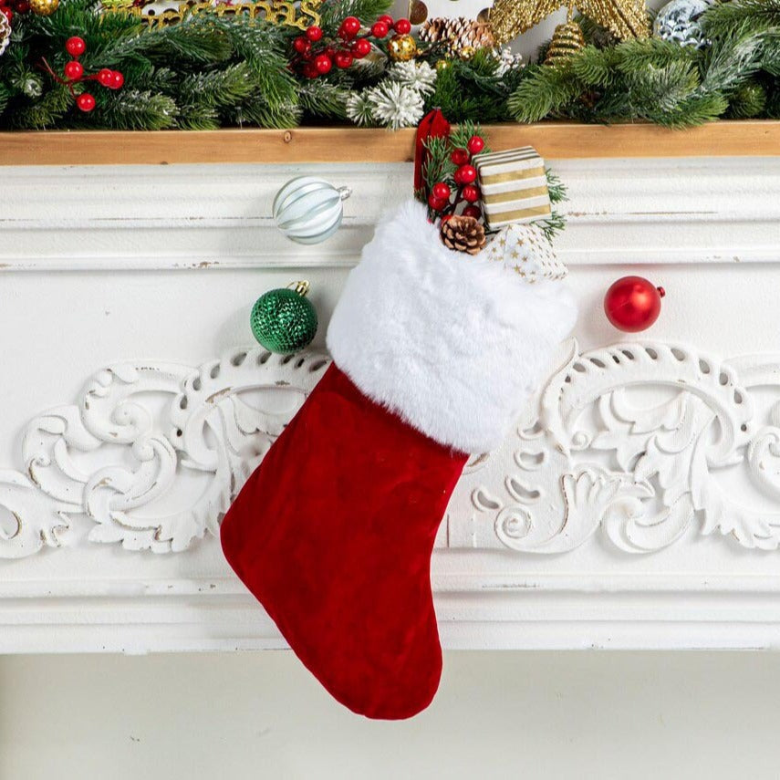 Christmas Stocking Gift Bag With Cozy Plush Cuff Decor