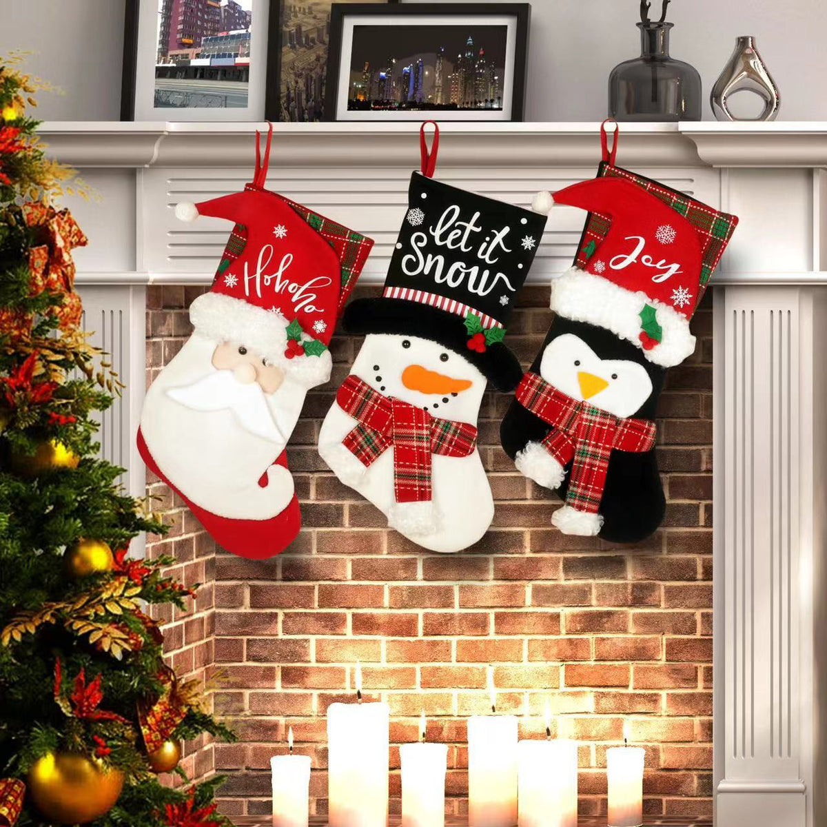Christmas Stocking Gift Bags, 3-Piece Character Set