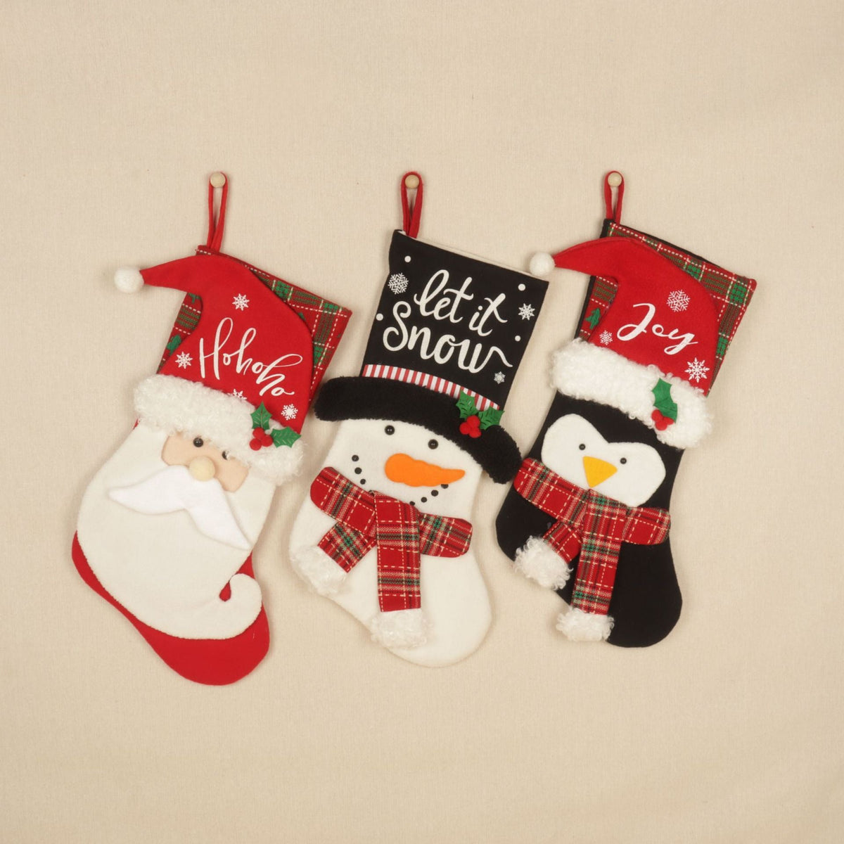 Christmas Stocking Gift Bags, 3-Piece Character Set