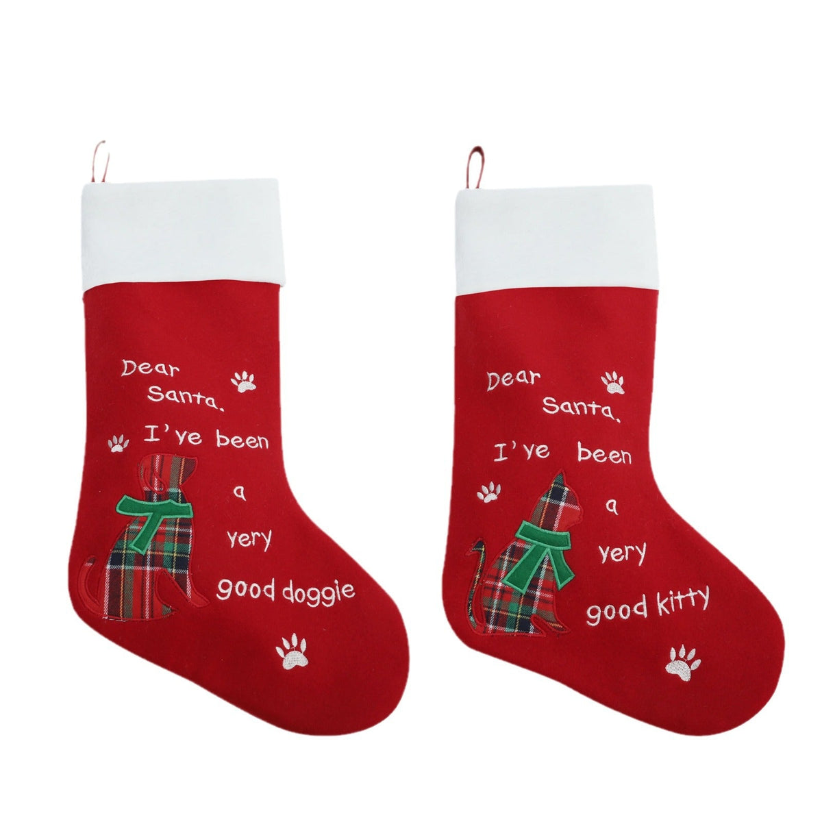 Pet Christmas Stocking Candy Gift Bag with Paw Print