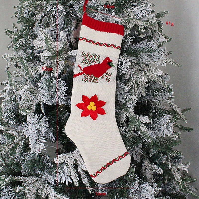 Knitted Christmas Stockings Set of 2 Long Gift Bags