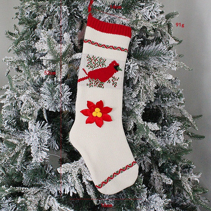 Knitted Christmas Stockings Set of 2 Long Gift Bags