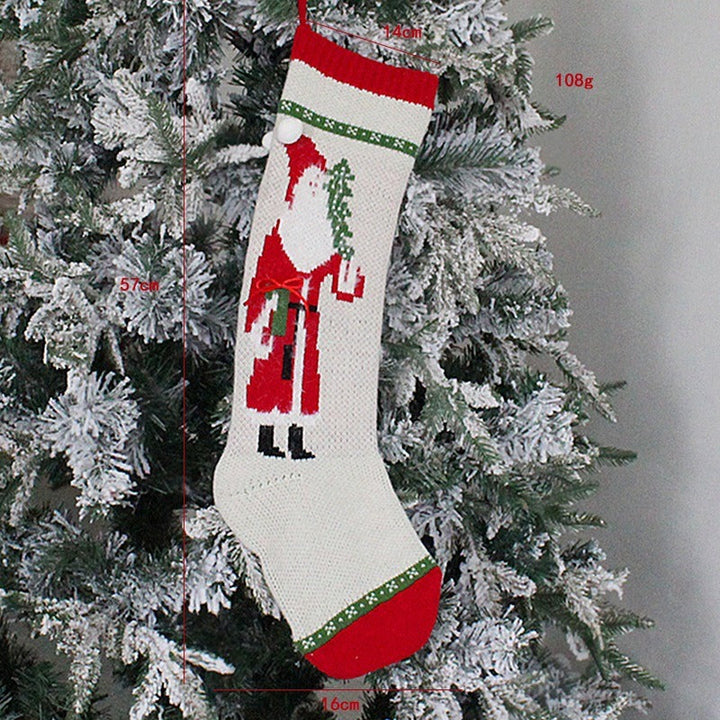 Knitted Christmas Stockings Set of 2 Long Gift Bags