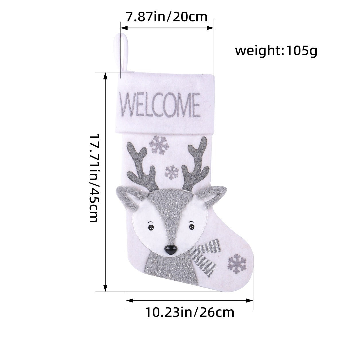 Large Plush Christmas Stocking Gift Holder Decoration