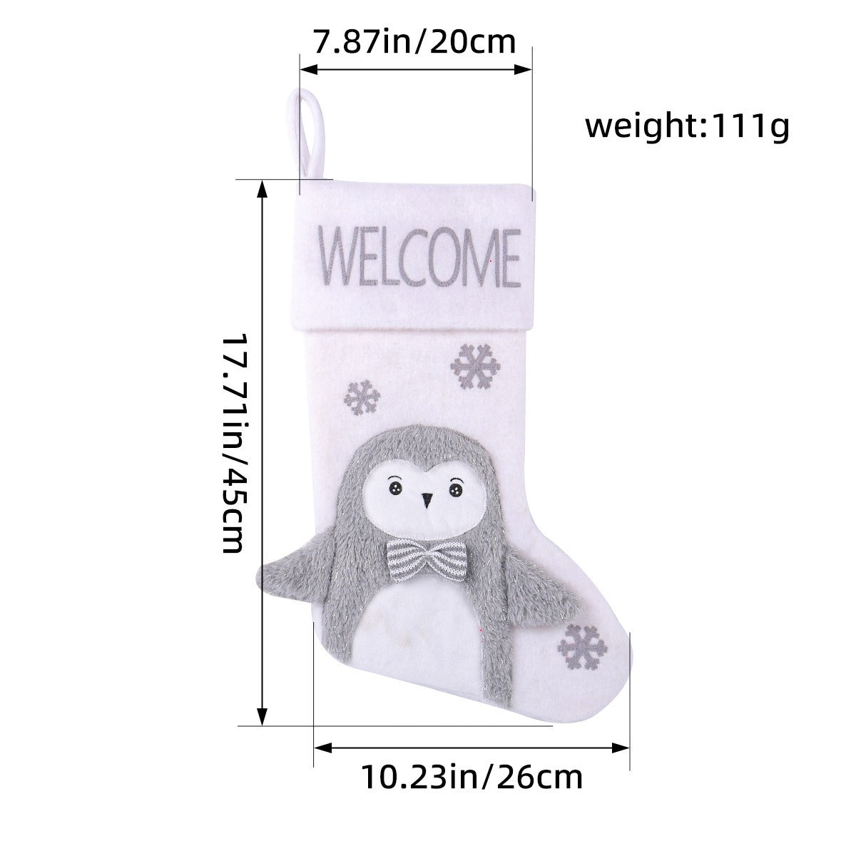 Large Plush Christmas Stocking Gift Holder Decoration