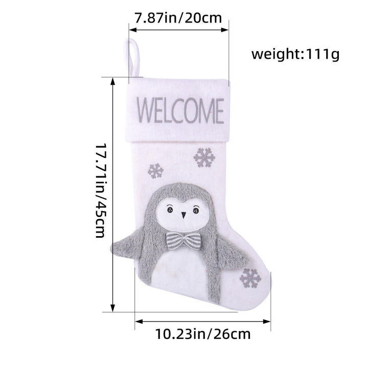 Large Plush Christmas Stocking Gift Holder Decoration