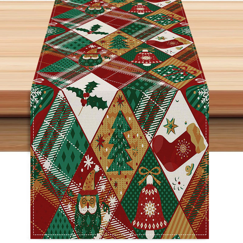 Christmas Table Runner, Festive Patchwork Table Decor