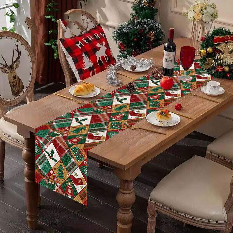 Christmas Table Runner, Festive Patchwork Table Decor