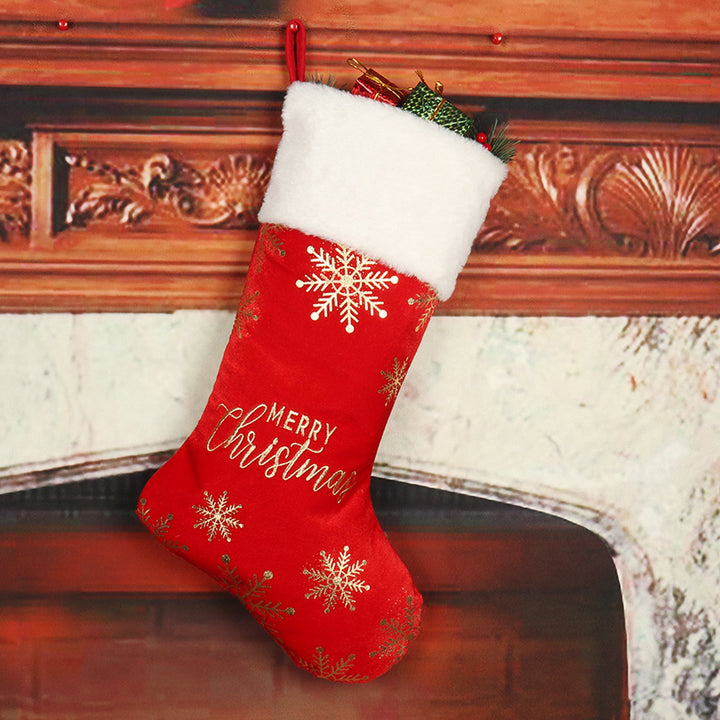 Christmas Stocking Set of 4 with Embroidered Snowflakes