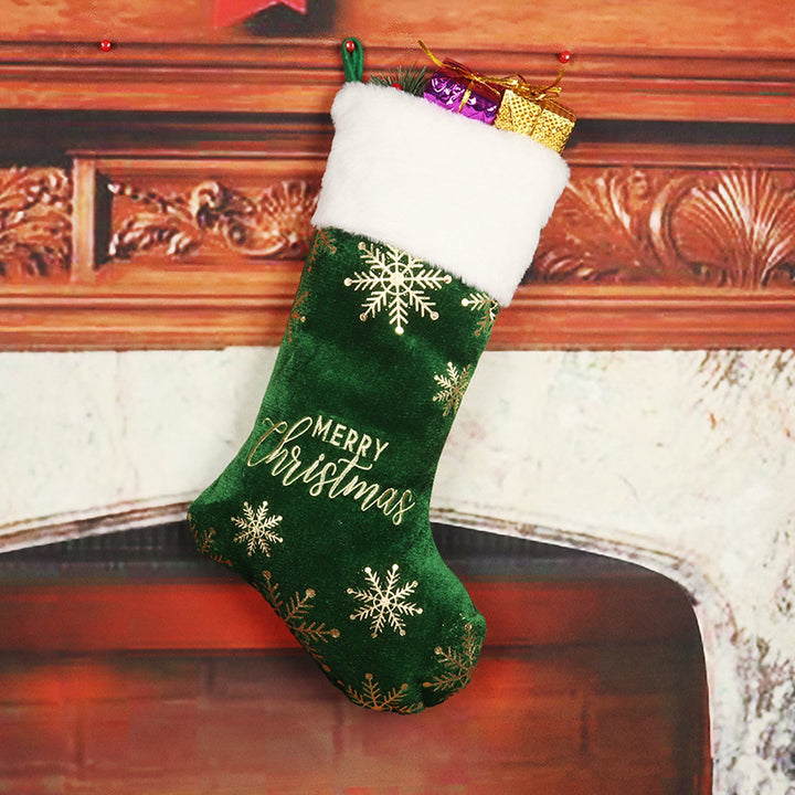 Christmas Stocking Set of 4 with Embroidered Snowflakes