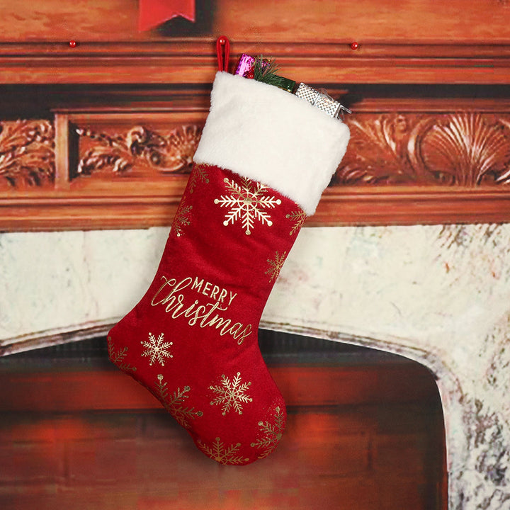 Christmas Stocking Set of 4 with Embroidered Snowflakes