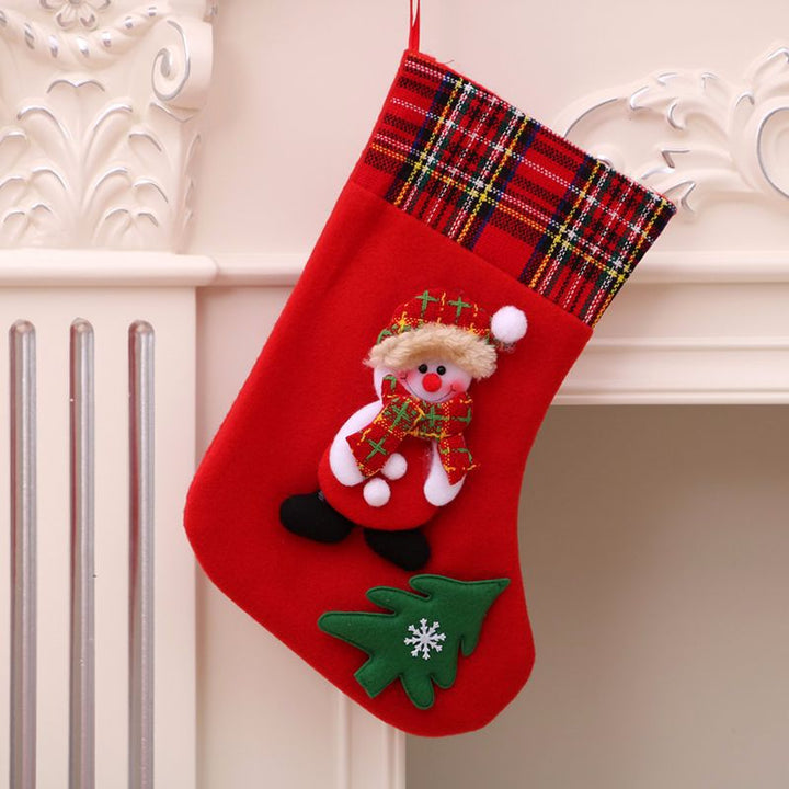 Christmas Stocking Set of 3 Plush Mantel Decorations