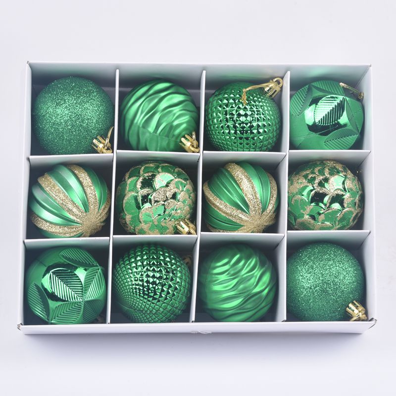 Christmas Tree Ornaments 12-Piece Glitter Bauble Set