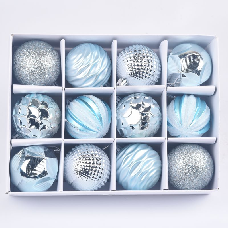 Christmas Tree Ornaments 12-Piece Glitter Bauble Set