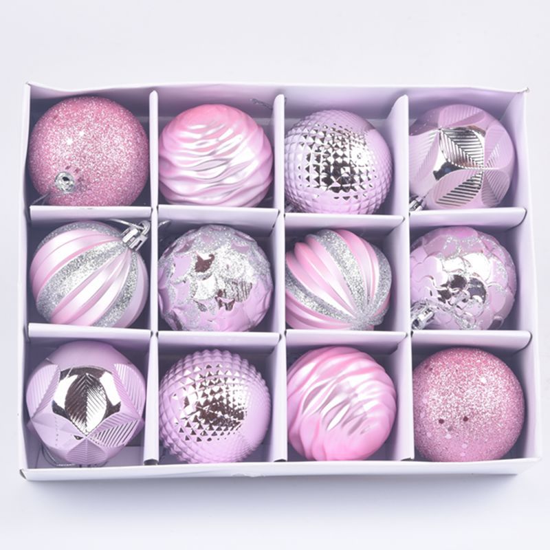 Christmas Tree Ornaments 12-Piece Glitter Bauble Set