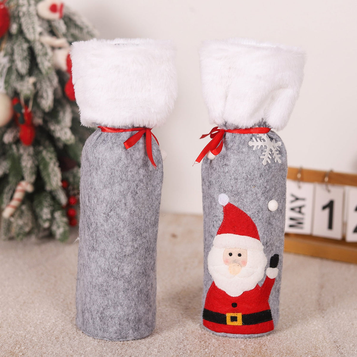Christmas Wine Bottle Covers, 3-Pack Holiday Decor