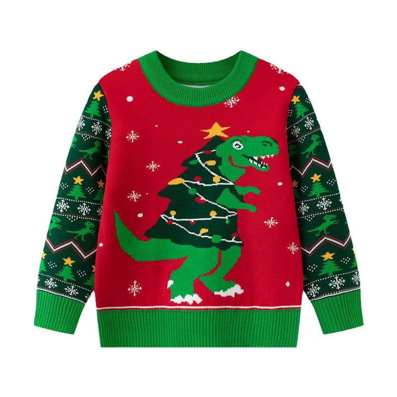 Christmas Dinosaur Sweater for Babies | Festive Knit