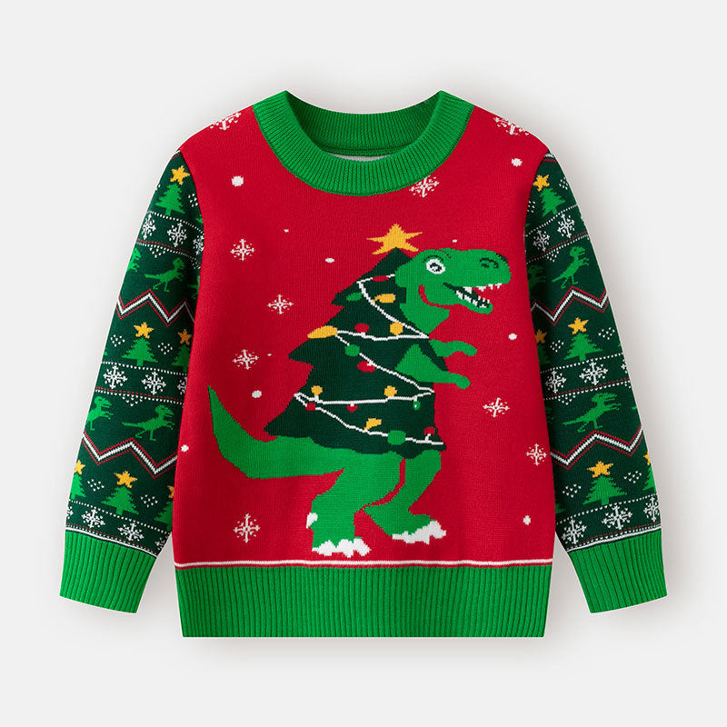 Christmas Dinosaur Sweater for Babies | Festive Knit
