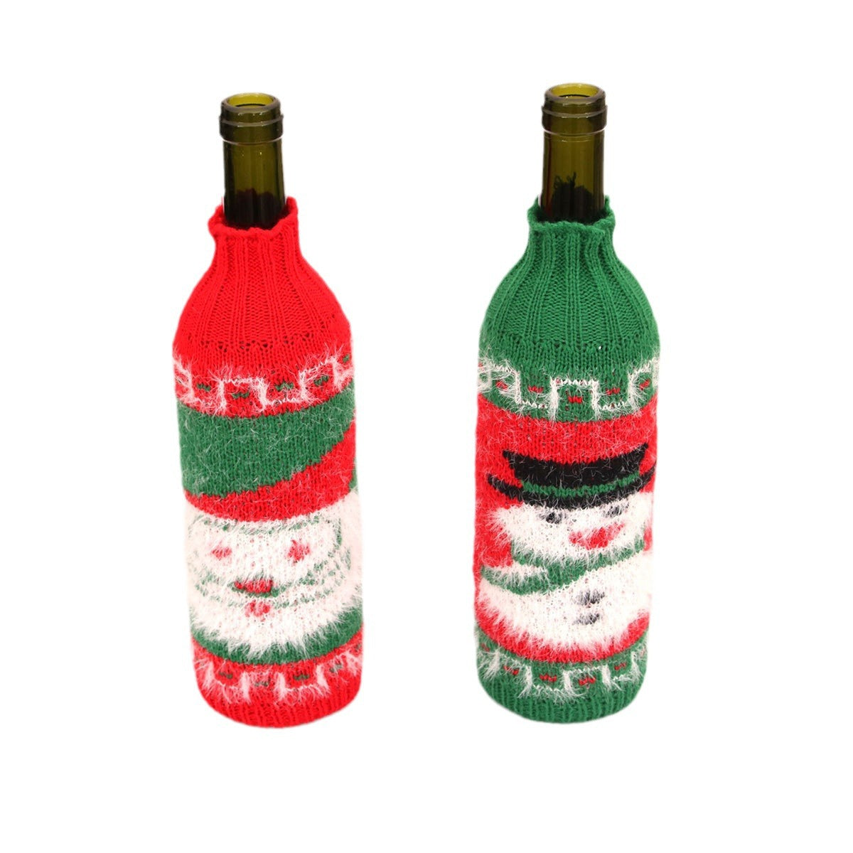 Christmas Wine Bottle Sweaters - Santa & Snowman Set of 2