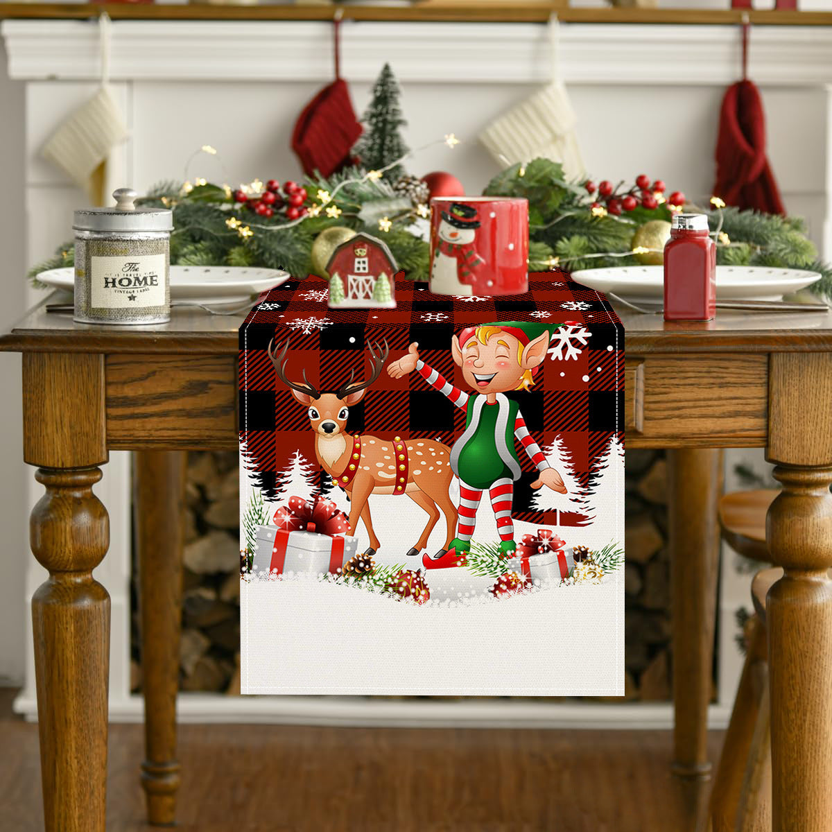 Christmas Table Runner Holiday Plaid Dining Table Decor