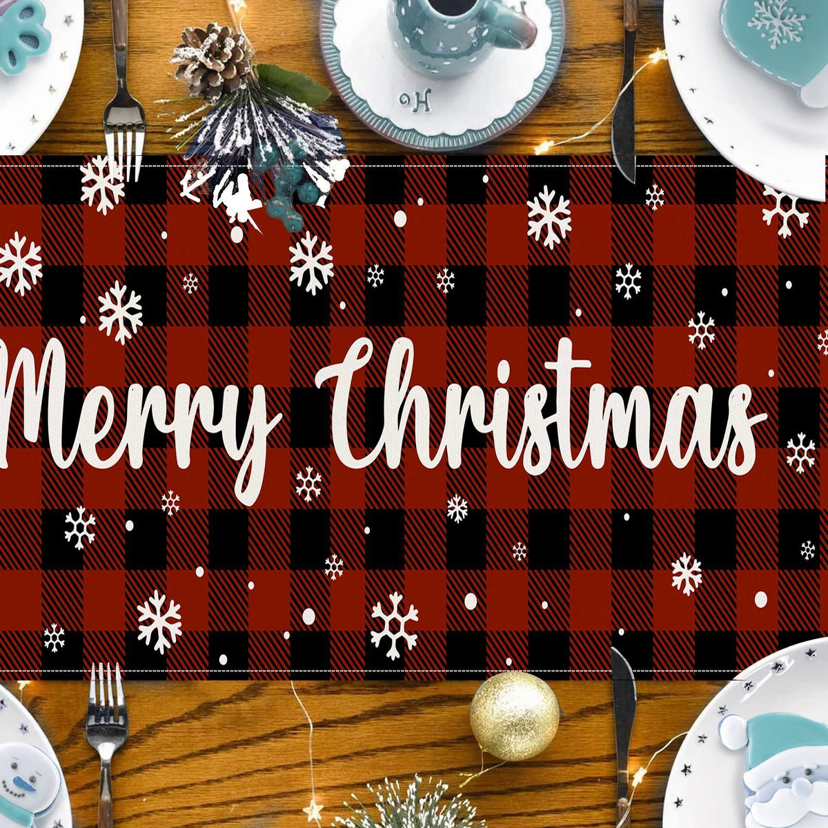 Christmas Table Runner Holiday Plaid Dining Table Decor