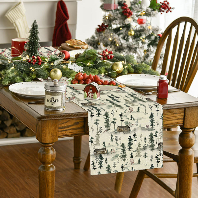 Christmas Table Runner for Cozy Rustic Woodland Tables