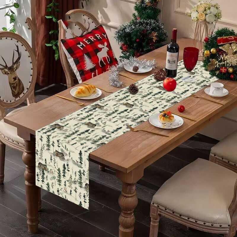 Christmas Table Runner for Cozy Rustic Woodland Tables
