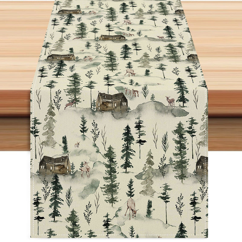 Christmas Table Runner for Cozy Rustic Woodland Tables