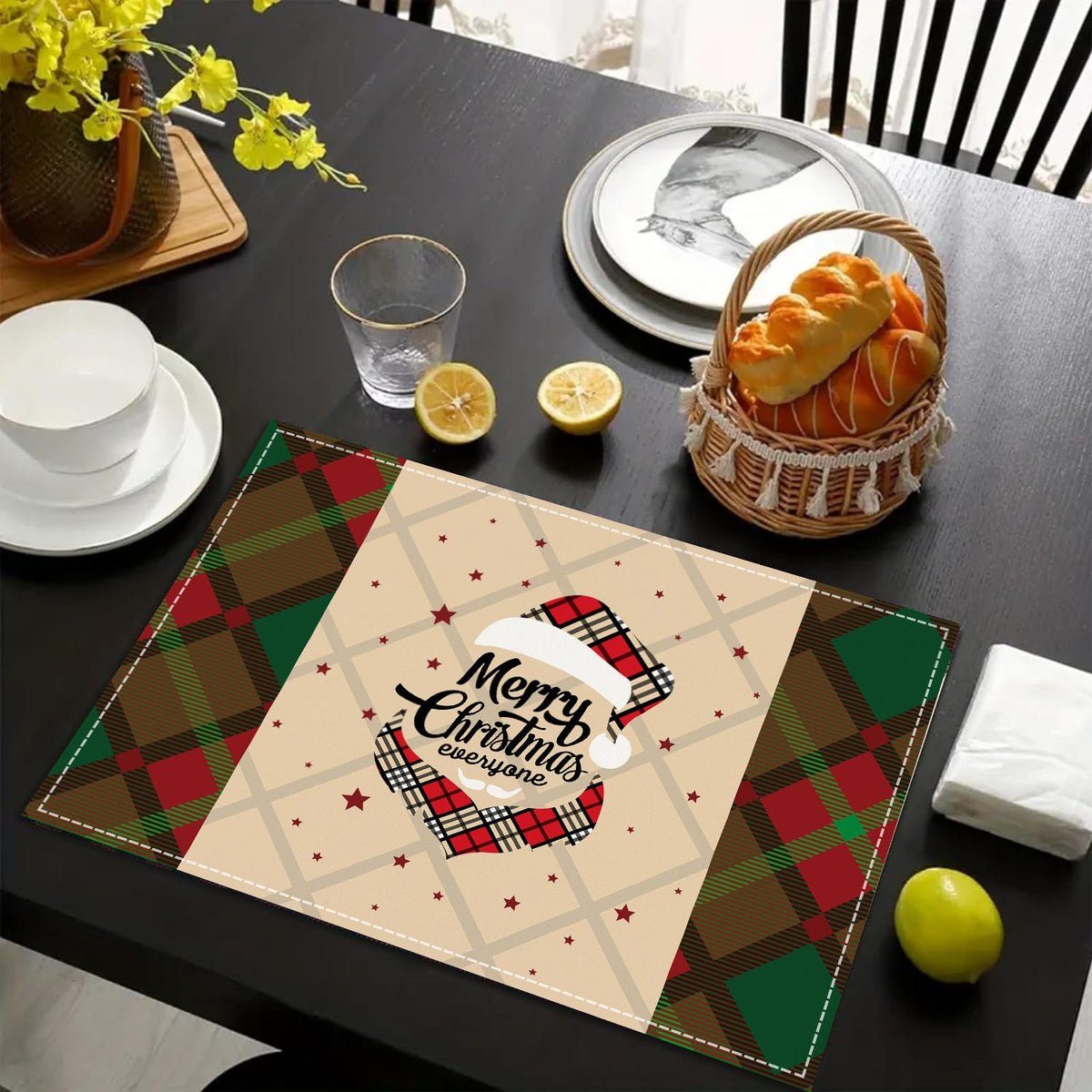 Christmas Placemats – Festive Linen-Look Table Decor