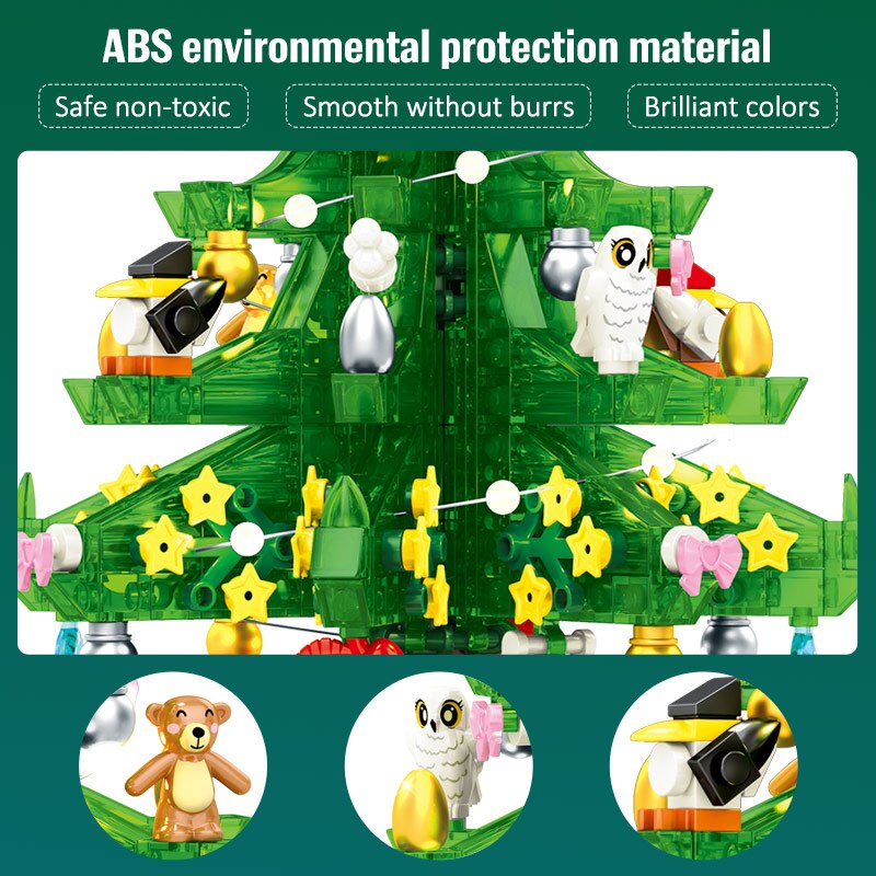 Christmas Tree Building Set, LED Rotating Music Box