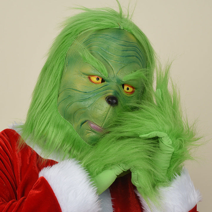 Grinch Costume Mask & Gloves Funny Christmas Disguise