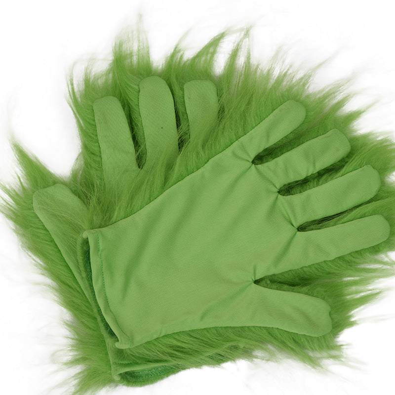 Grinch Costume Mask & Gloves Funny Christmas Disguise