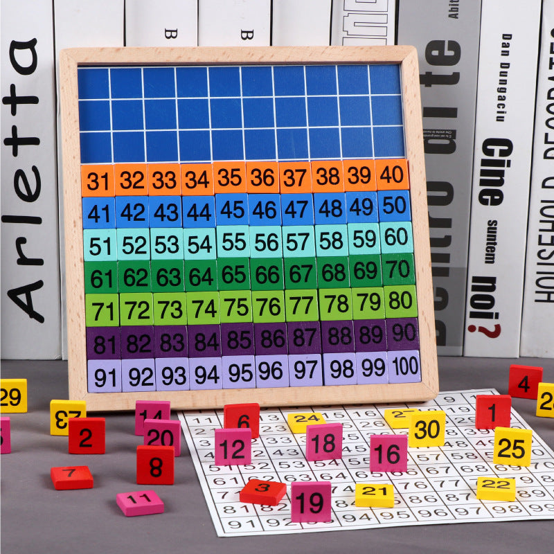Wooden Hundred Number Board for Early Math Learning