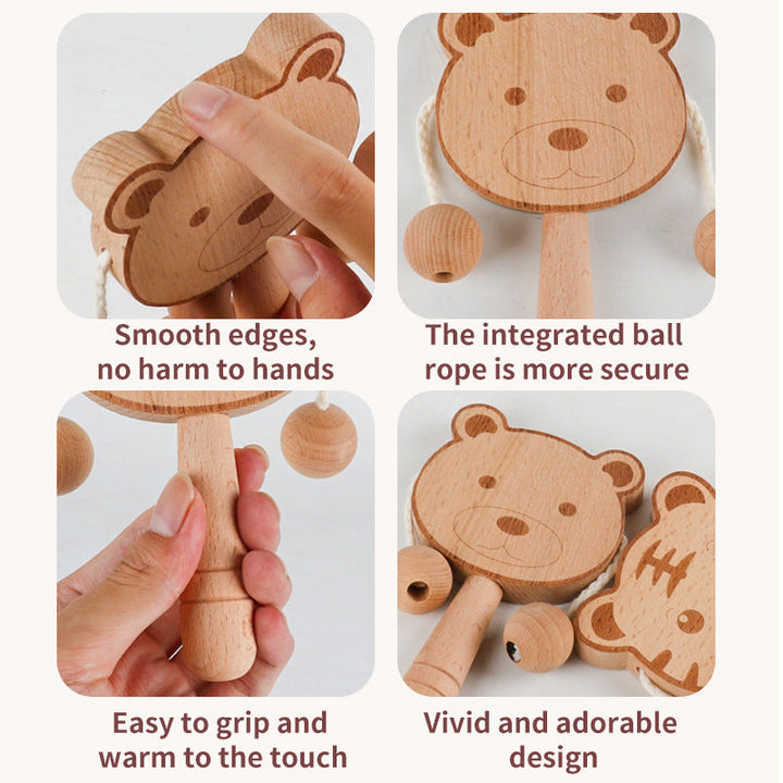 Wooden Baby Rattle for Screen-Free Musical Learning