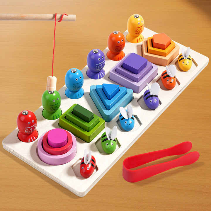 Wooden Montessori Toy for Shape Matching & Fine Motor