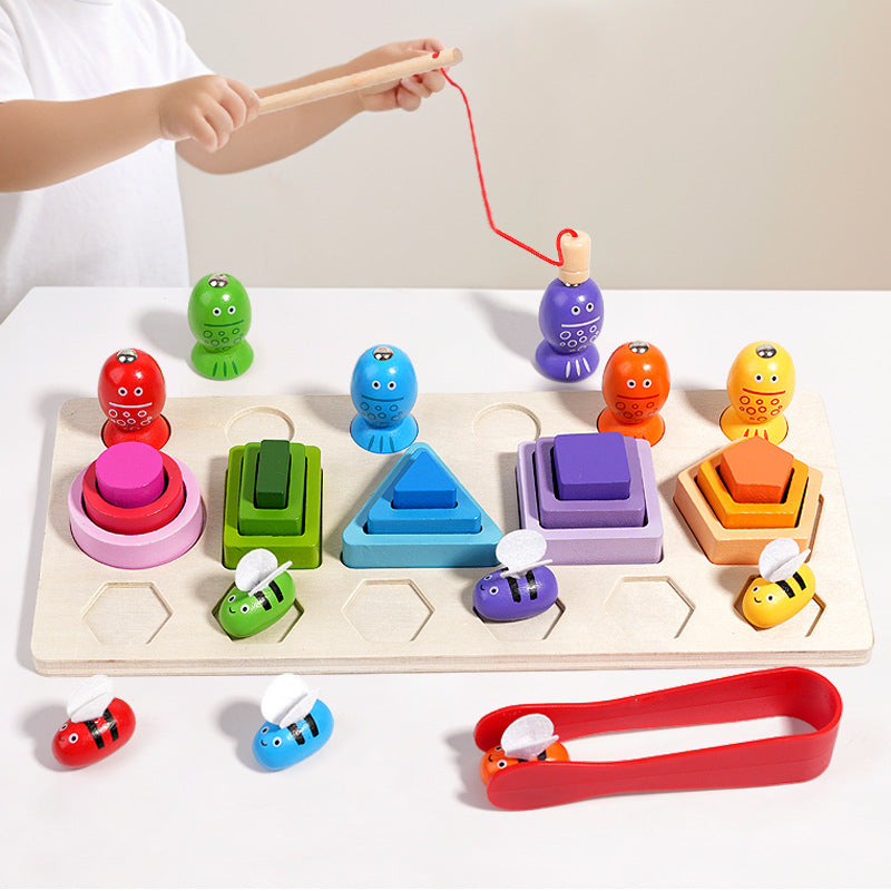 Wooden Montessori Toy for Shape Matching & Fine Motor