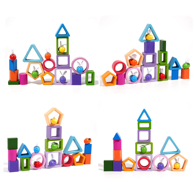 Wooden Montessori Toy for Shape Matching & Fine Motor