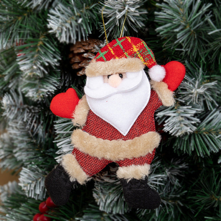 Plush Christmas Tree Ornaments Santa and Reindeer Pair