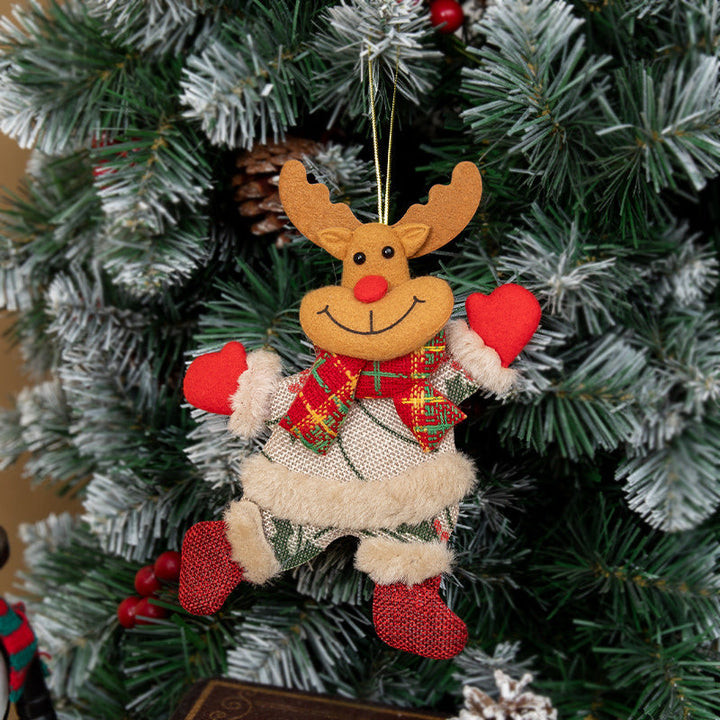 Plush Christmas Tree Ornaments Santa and Reindeer Pair